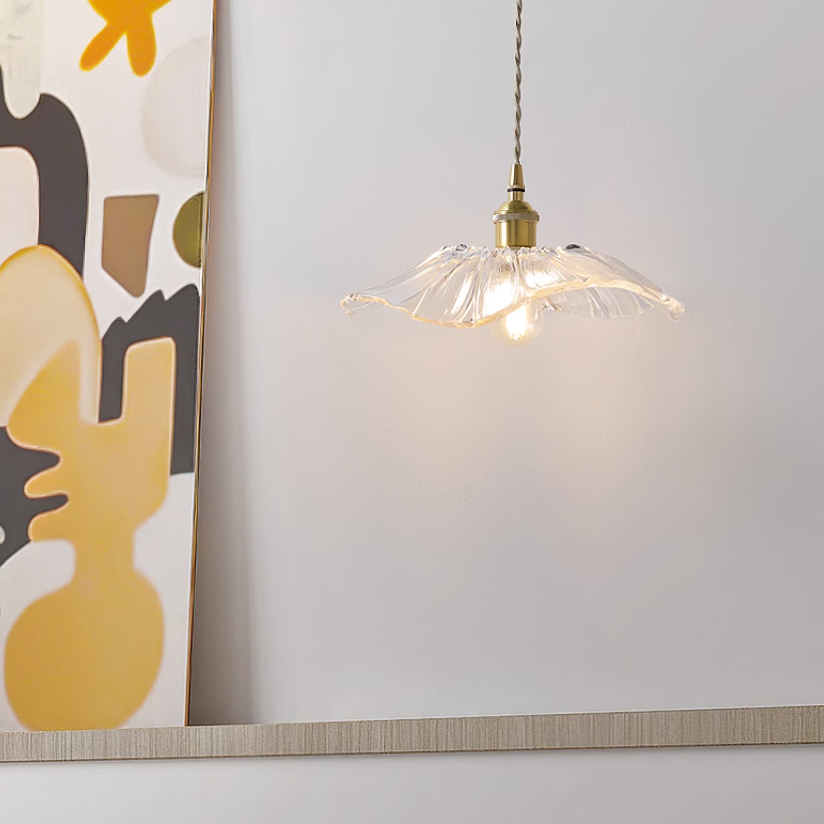 Calia Flower Glass Ceiling/Pendant Light - Lamp Copper