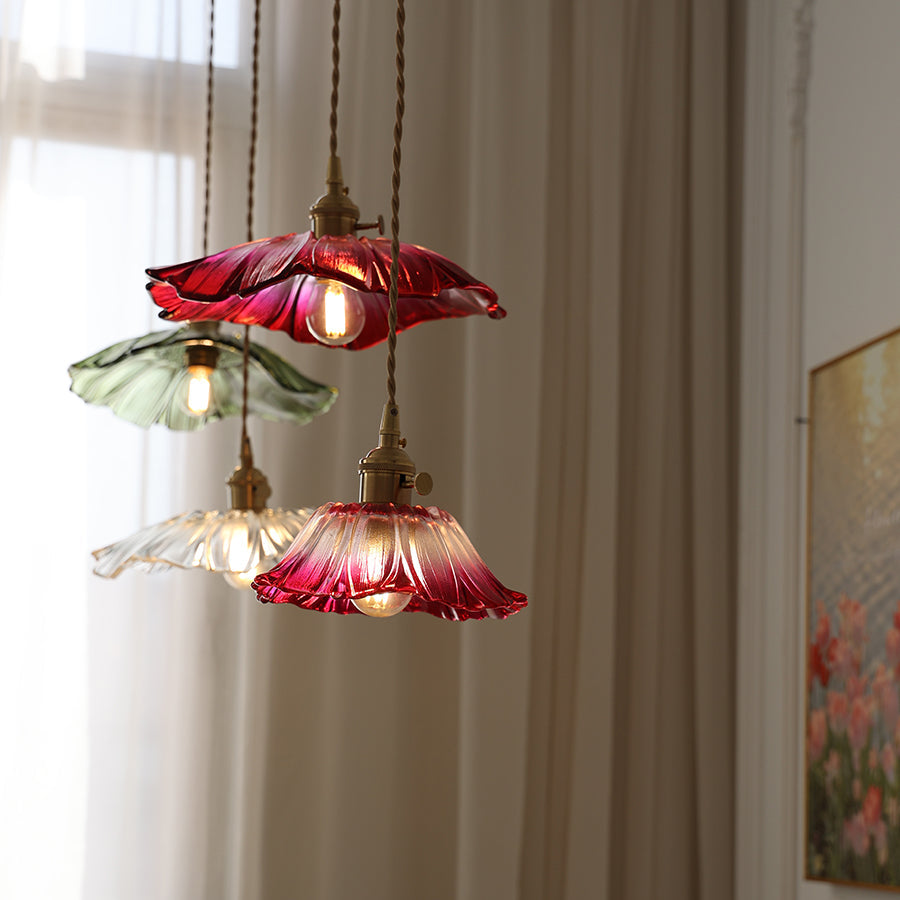 Calia Flower Glass Ceiling/Pendant Light - Lamp Copper