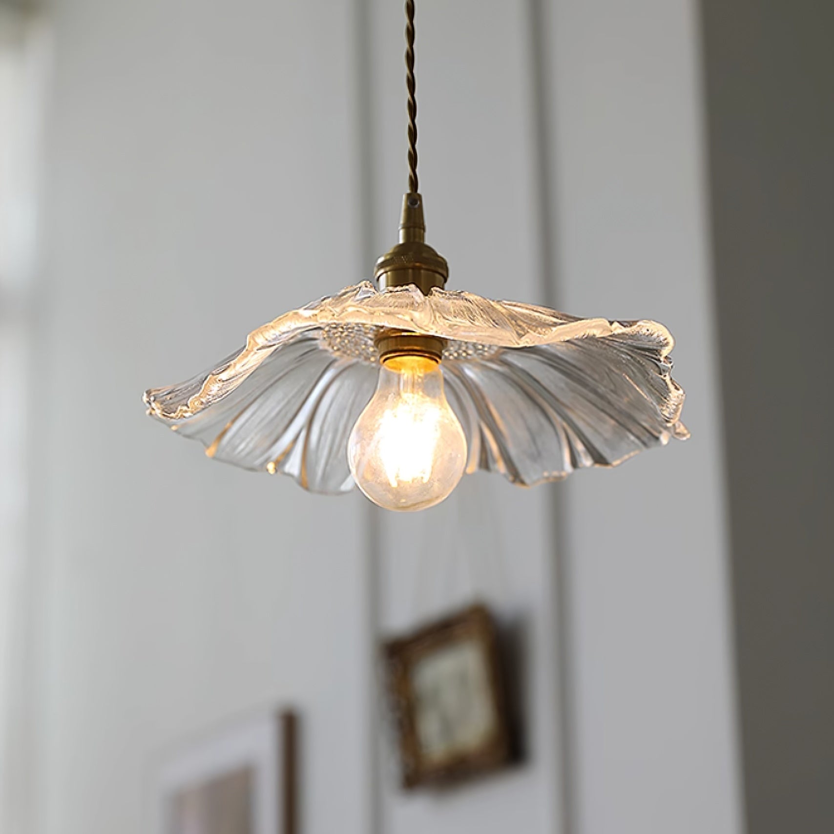 Calia Flower Glass Ceiling/Pendant Light - Lamp Copper