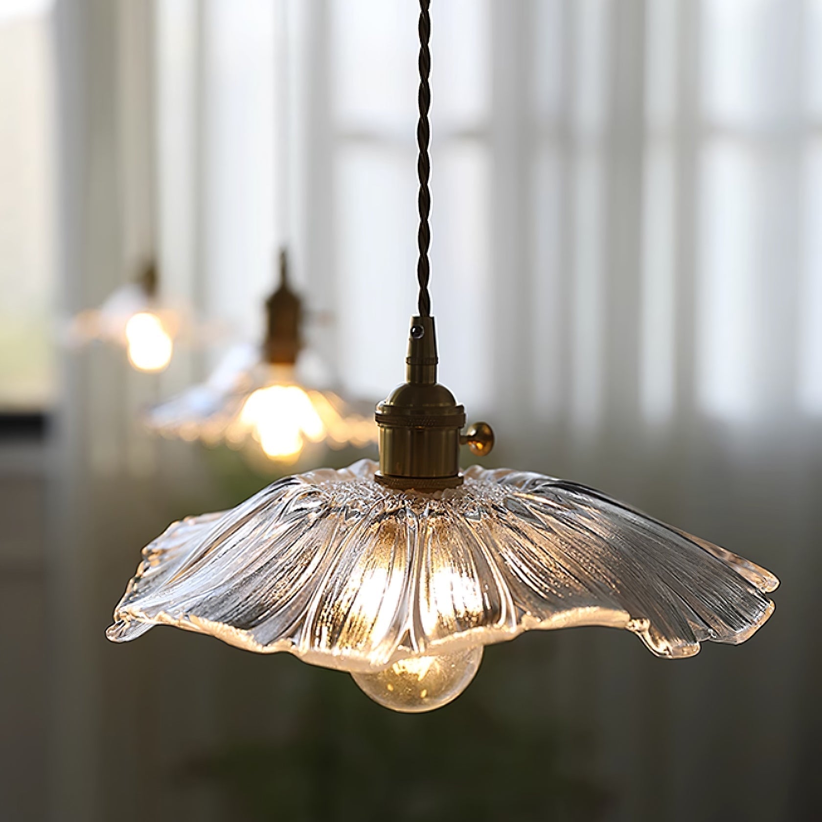 Calia Flower Glass Ceiling/Pendant Light - Lamp Copper