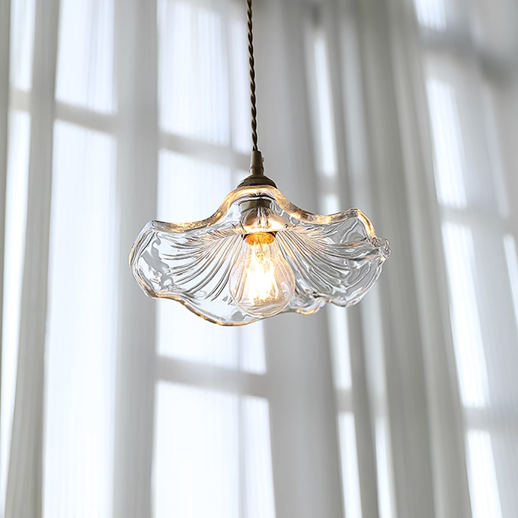 Calia Flower Glass Ceiling/Pendant Light - Lamp Copper