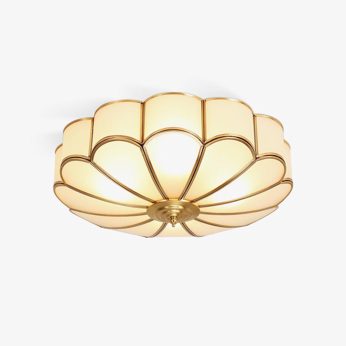 Ulira Ceiling Light Flower Shape Frosted Glass Brass - Lamp Copper