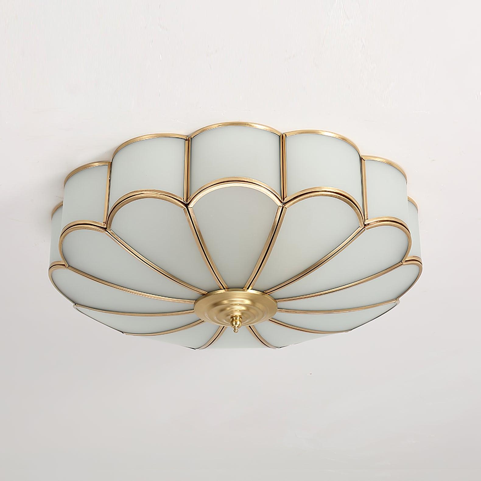 Ulira Ceiling Light Flower Shape Frosted Glass Brass - Lamp Copper