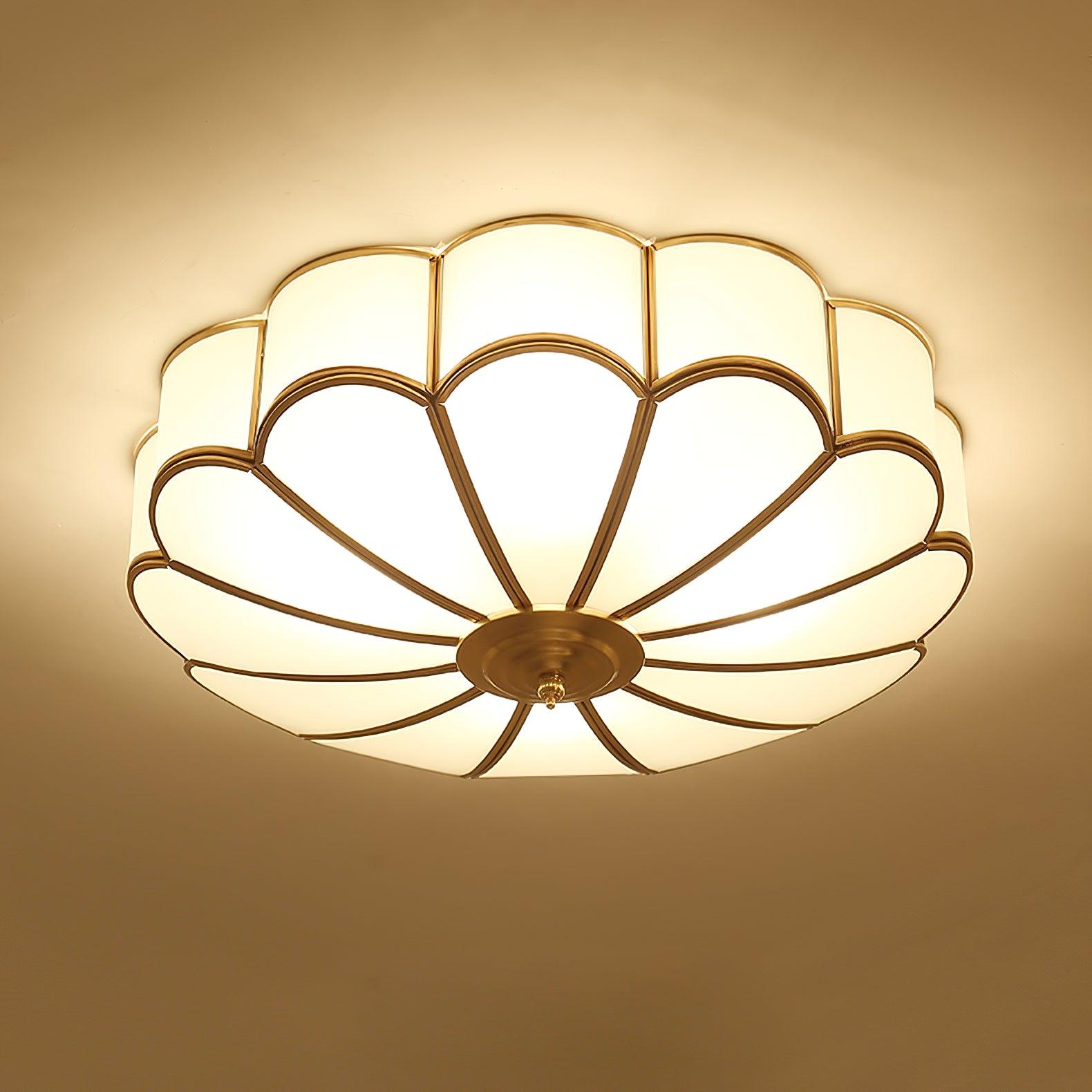 Ulira Ceiling Light Flower Shape Frosted Glass Brass - Lamp Copper