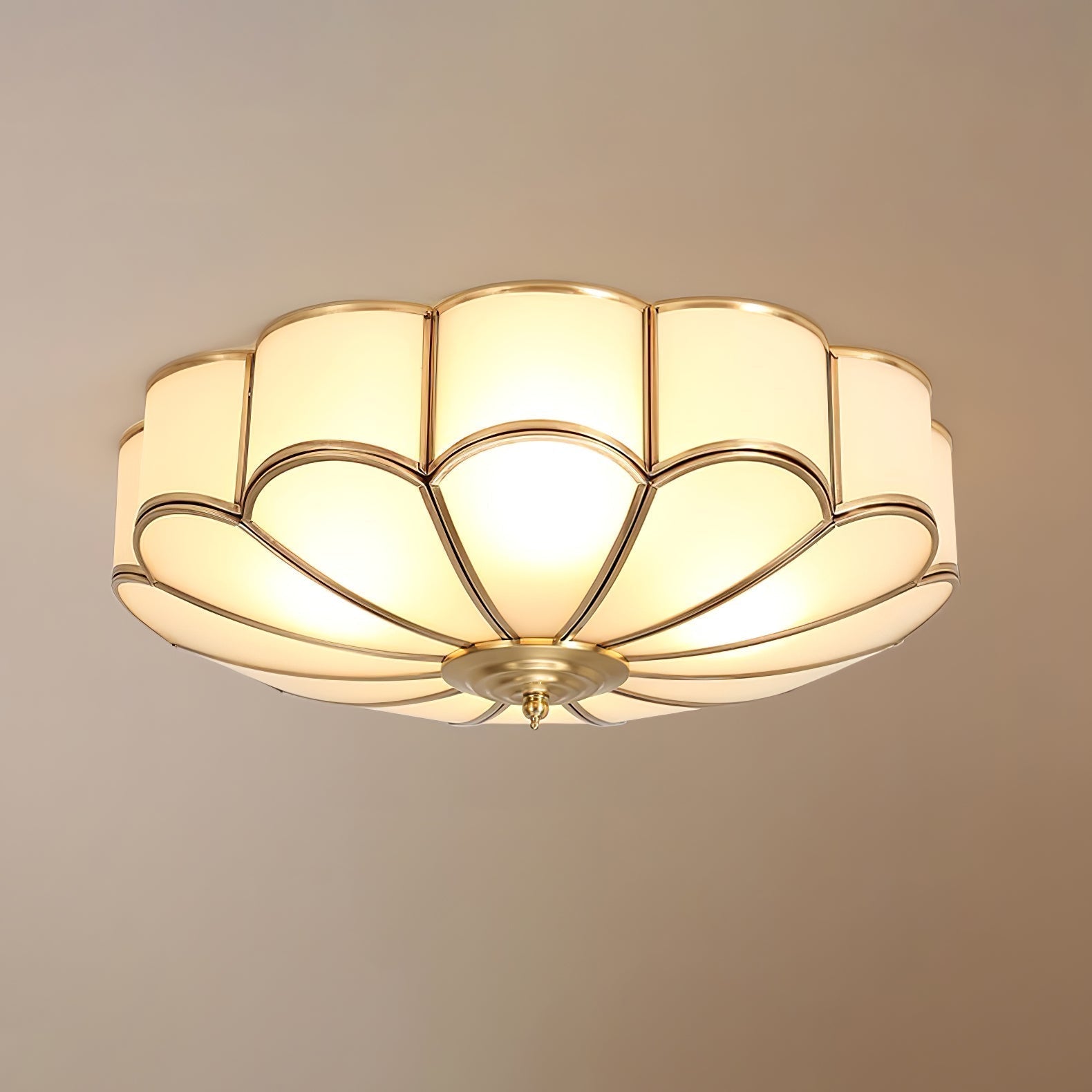 Ulira Ceiling Light Flower Shape Frosted Glass Brass - Lamp Copper