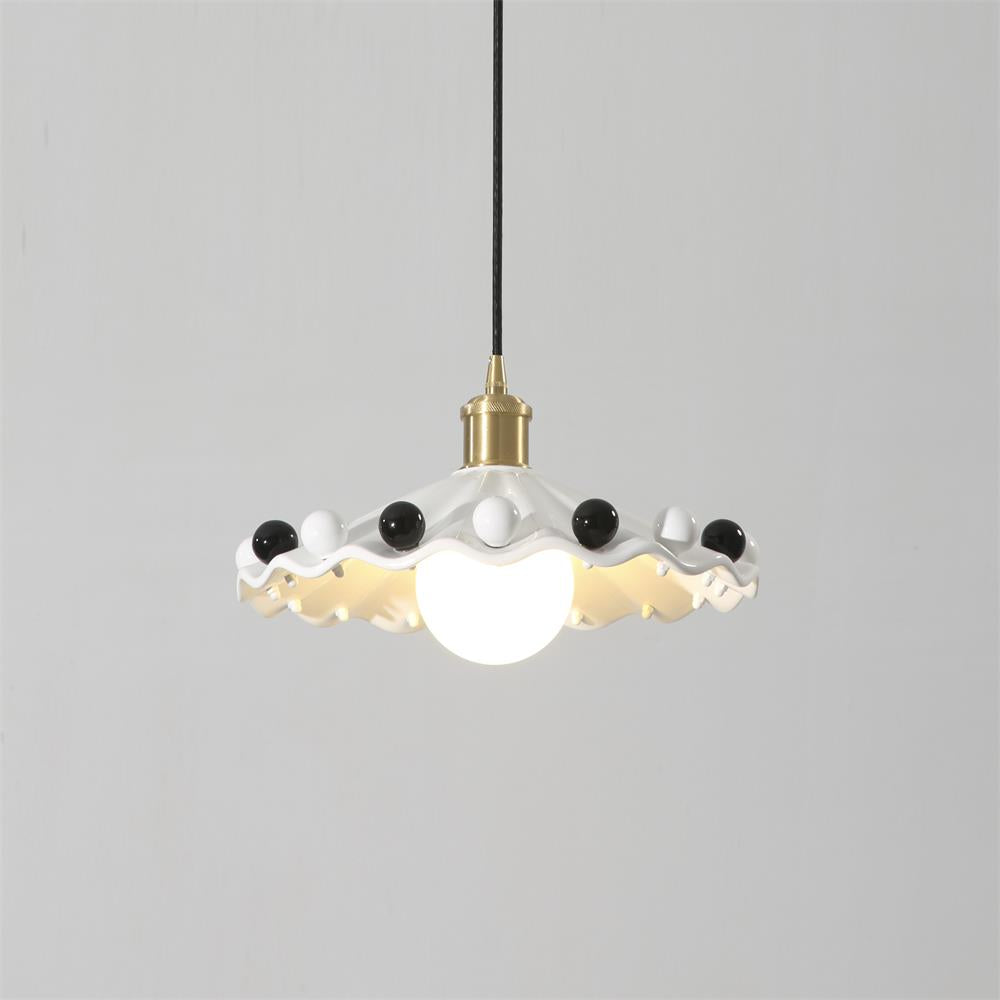 Pixen Wavy Ceramic Shade Pendant Lamp - Lamp Copper