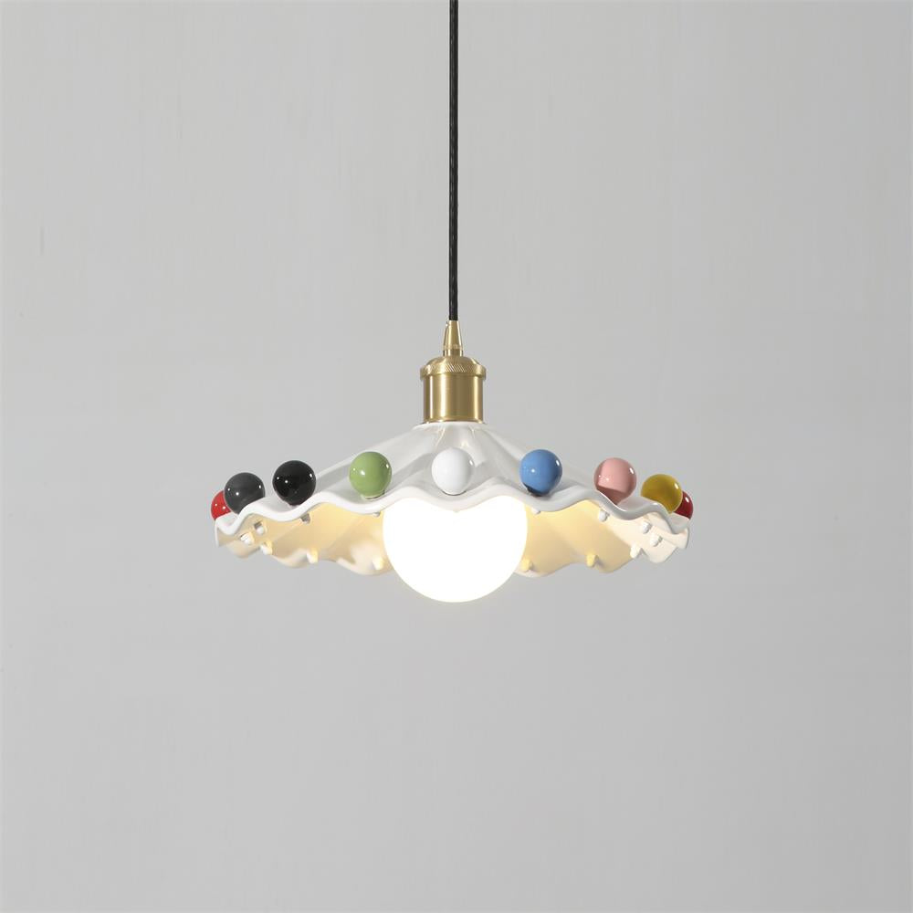 Pixen Wavy Ceramic Shade Pendant Lamp - Lamp Copper