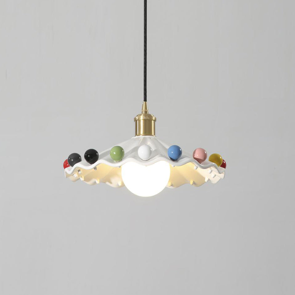 Pixen Wavy Ceramic Shade Pendant Lamp - Lamp Copper