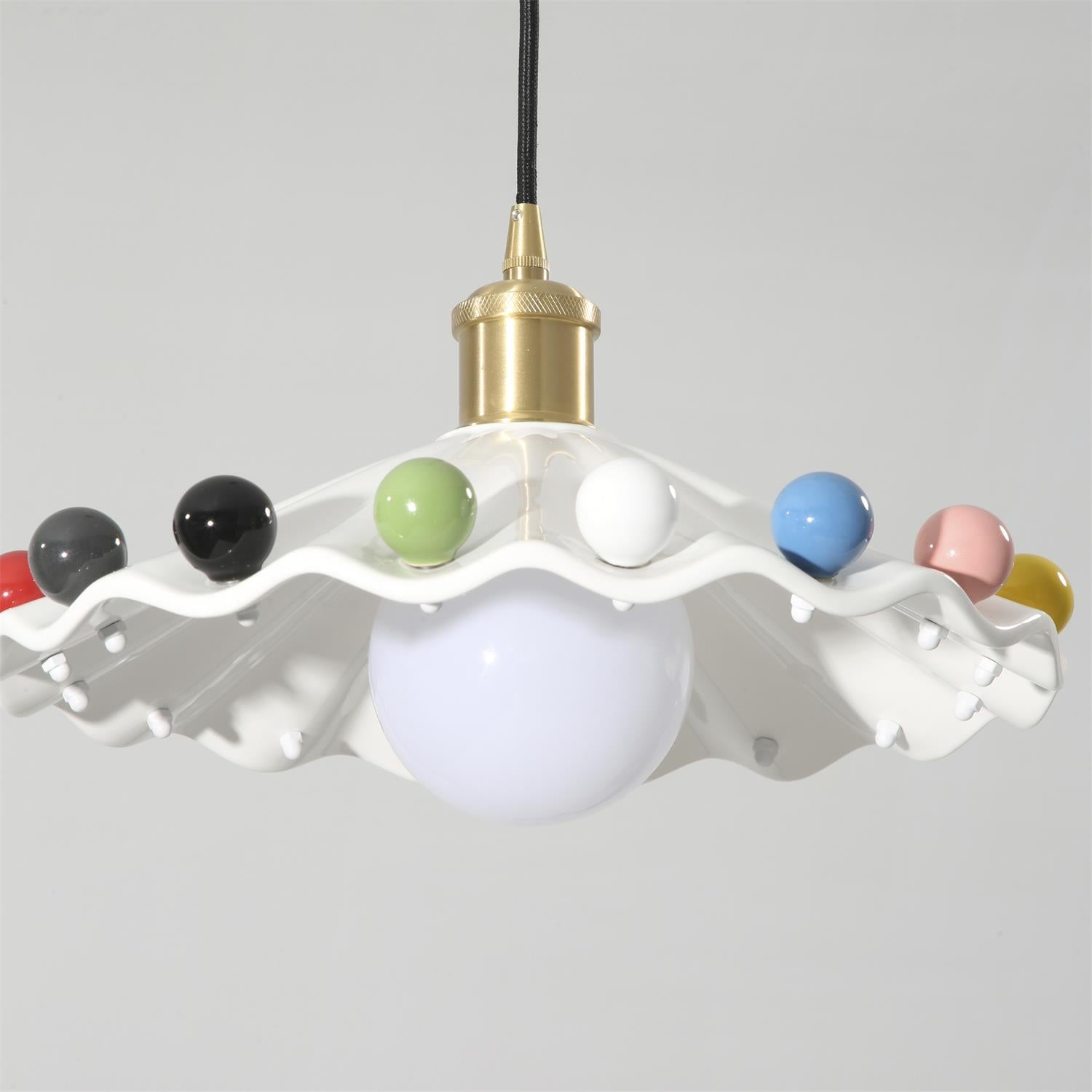 Pixen Wavy Ceramic Shade Pendant Lamp - Lamp Copper