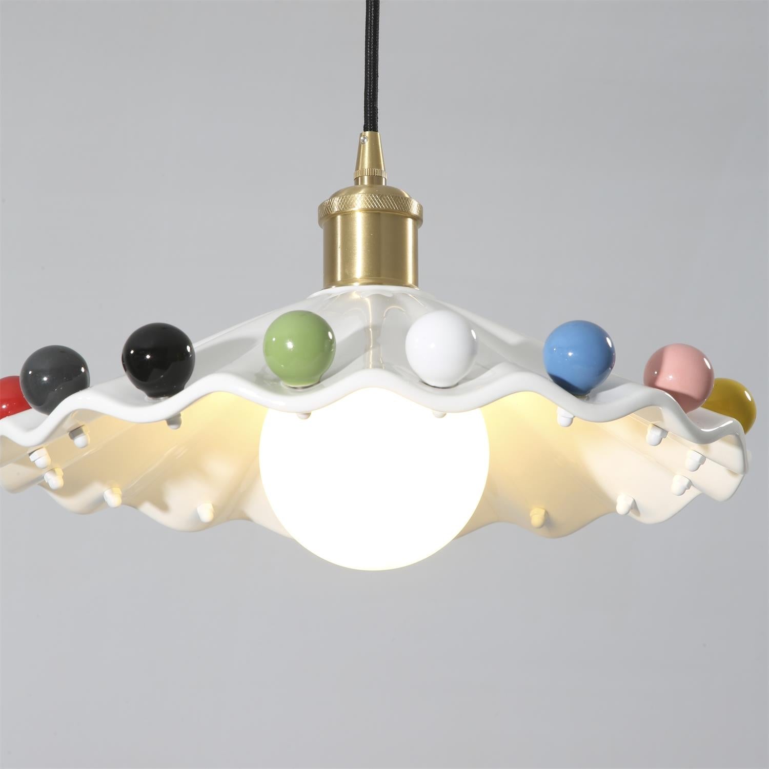 Pixen Wavy Ceramic Shade Pendant Lamp - Lamp Copper