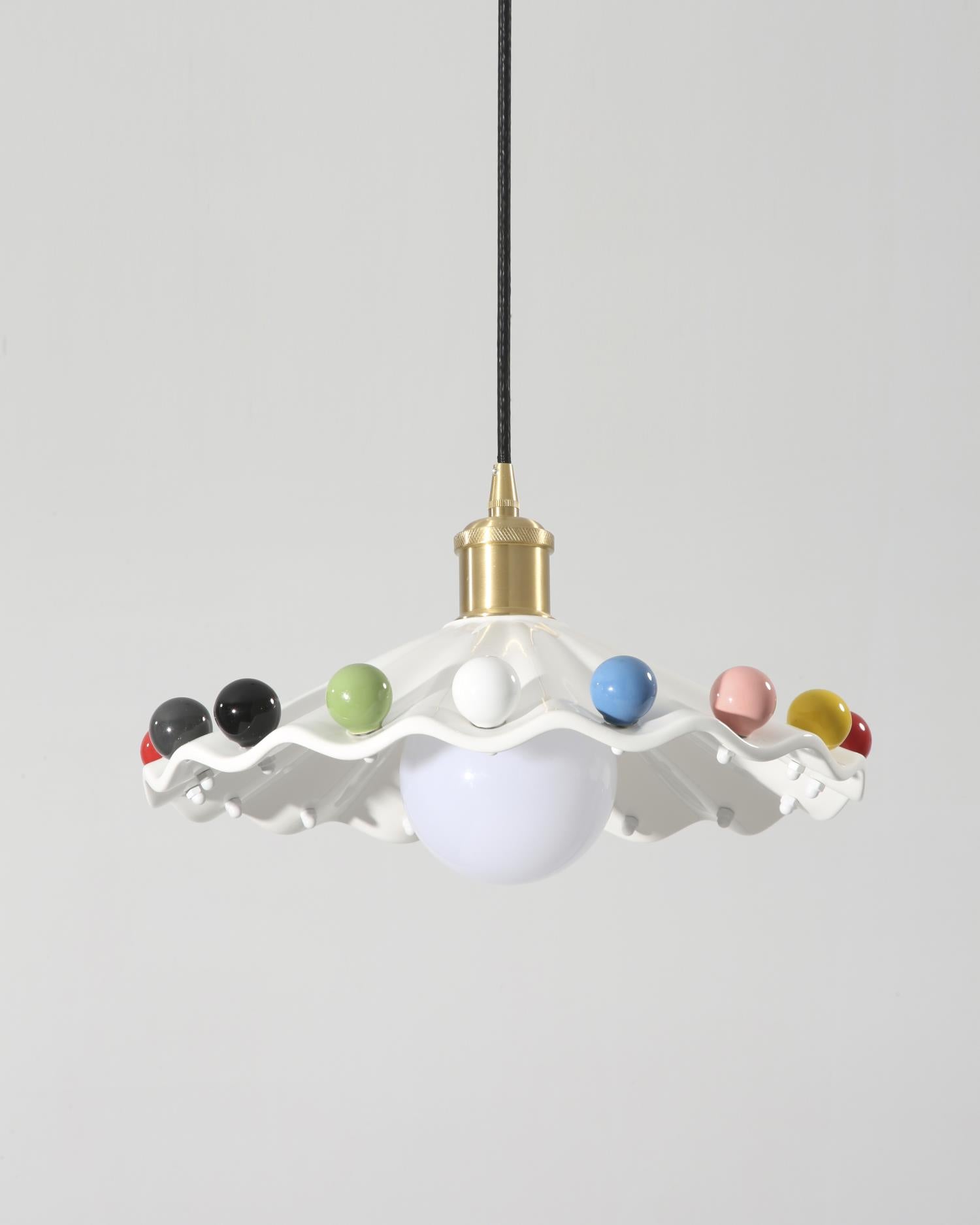 Pixen Wavy Ceramic Shade Pendant Lamp - Lamp Copper