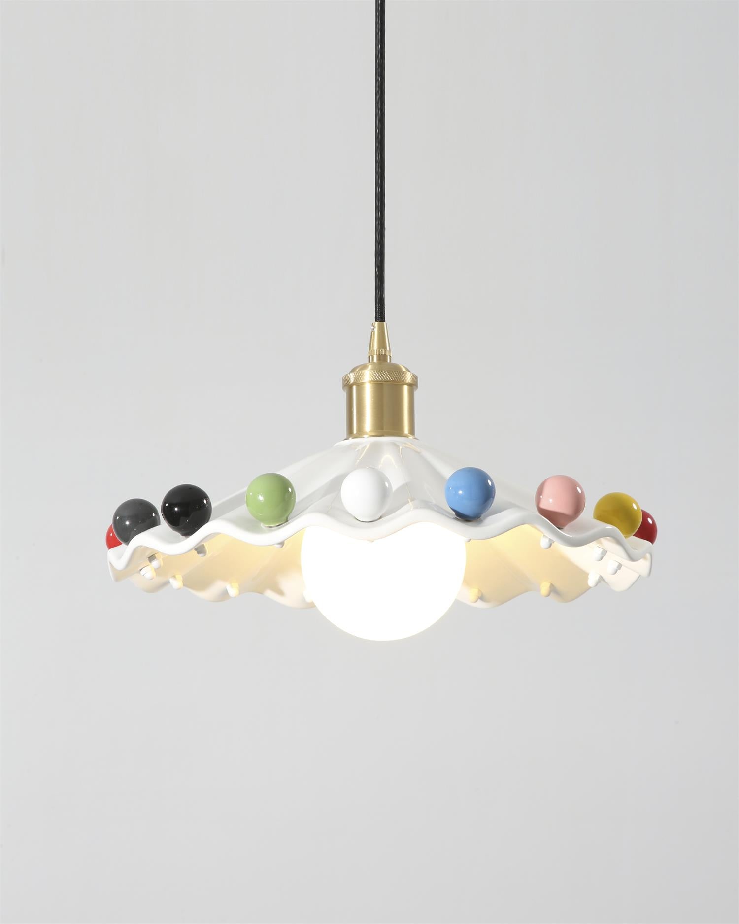 Pixen Wavy Ceramic Shade Pendant Lamp - Lamp Copper