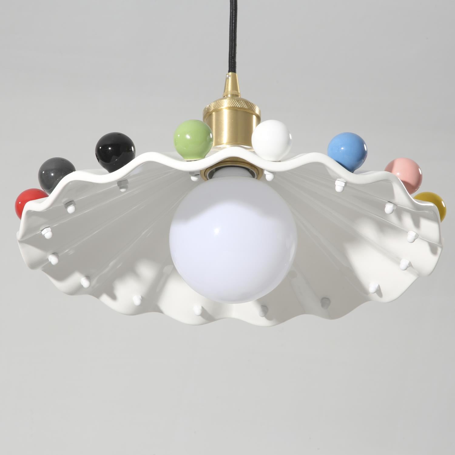 Pixen Wavy Ceramic Shade Pendant Lamp - Lamp Copper