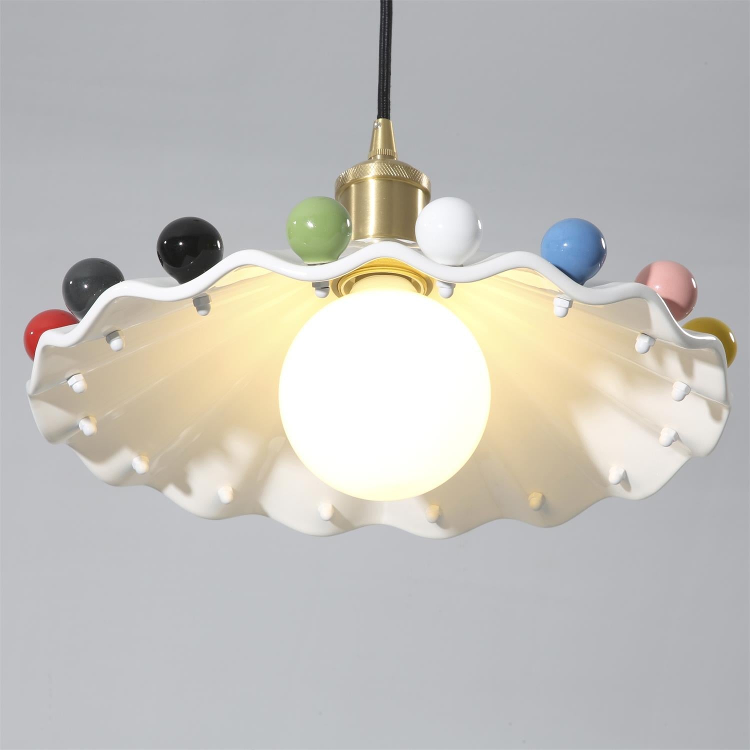 Pixen Wavy Ceramic Shade Pendant Lamp - Lamp Copper