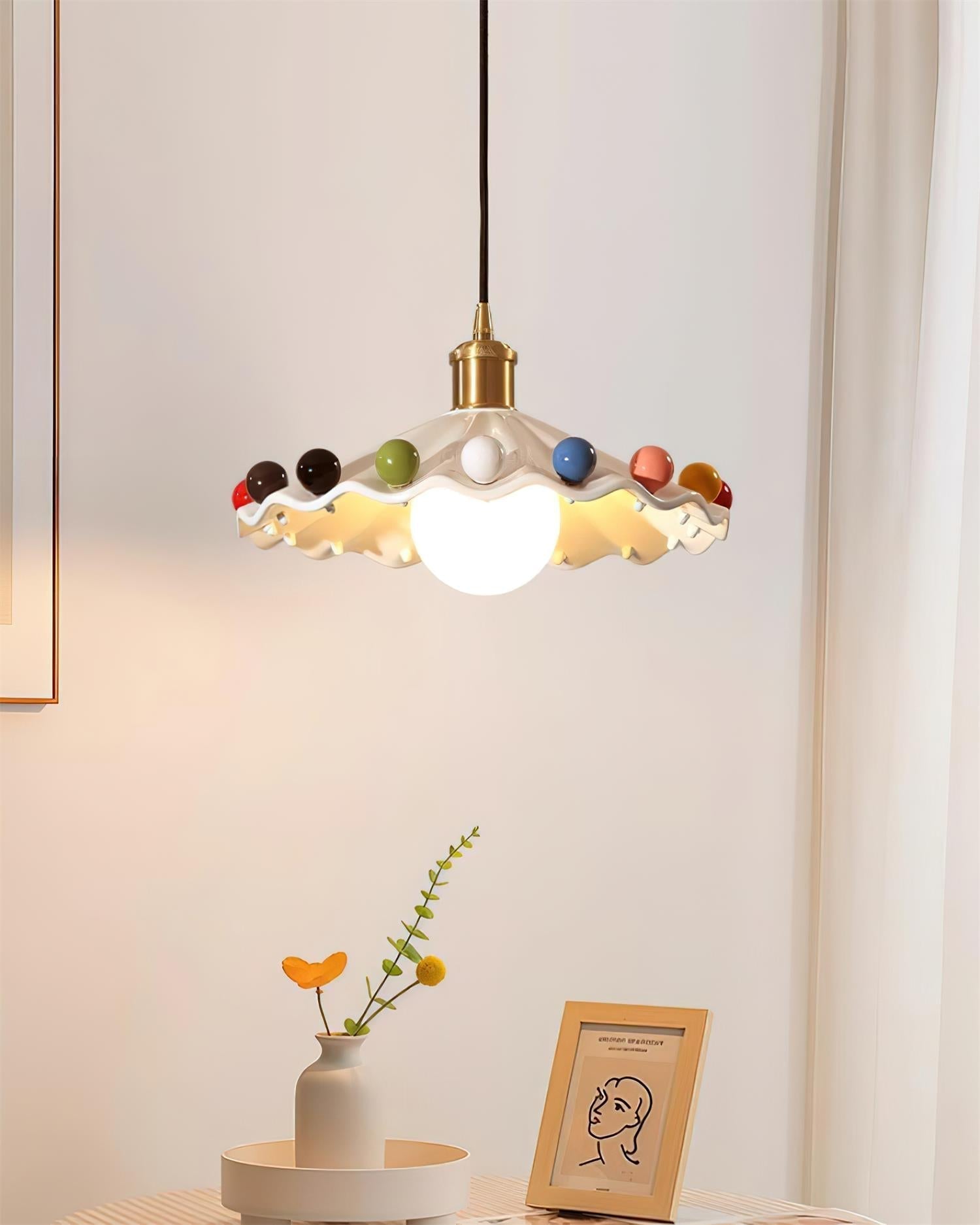 Pixen Wavy Ceramic Shade Pendant Lamp - Lamp Copper
