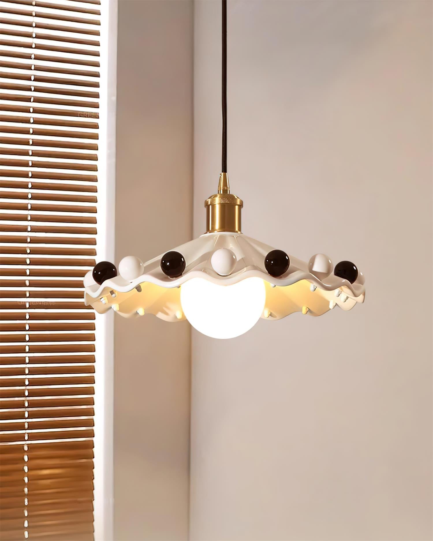 Pixen Wavy Ceramic Shade Pendant Lamp - Lamp Copper