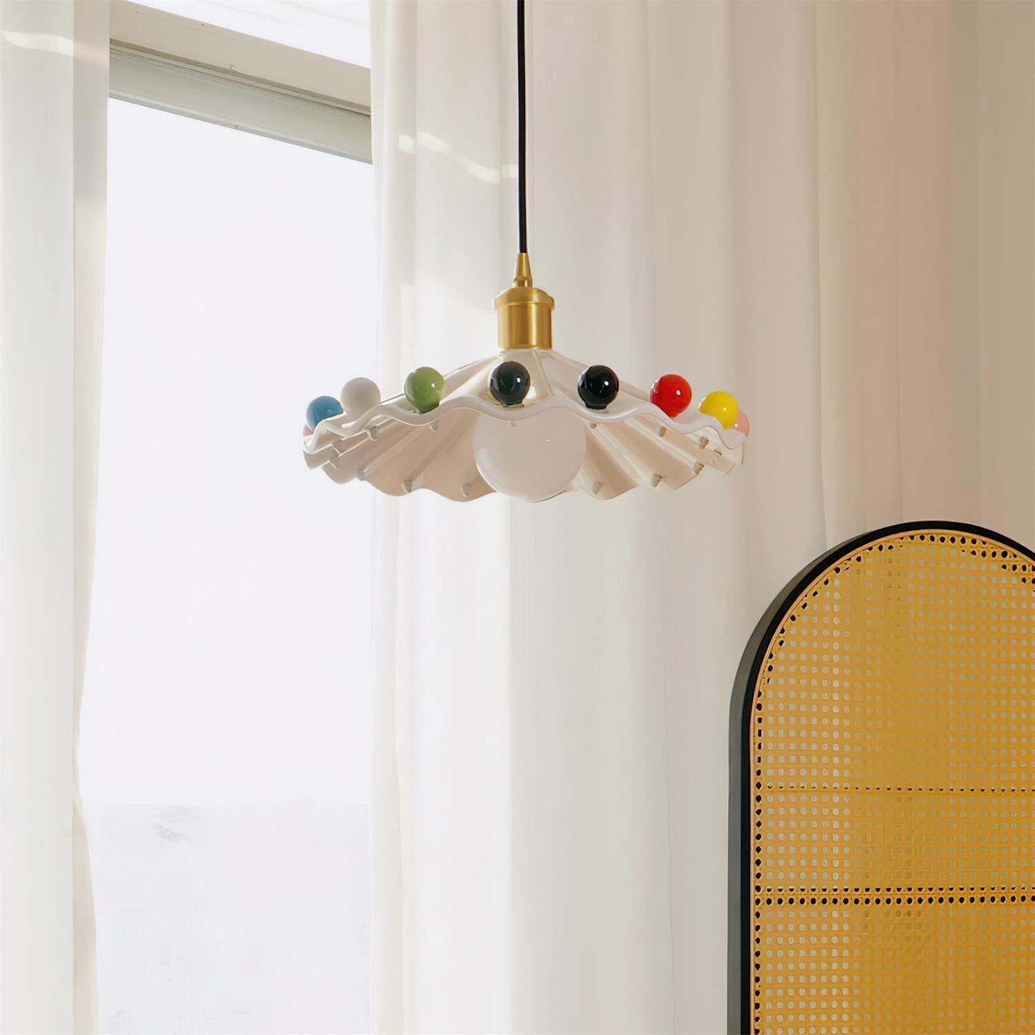 Pixen Wavy Ceramic Shade Pendant Lamp - Lamp Copper