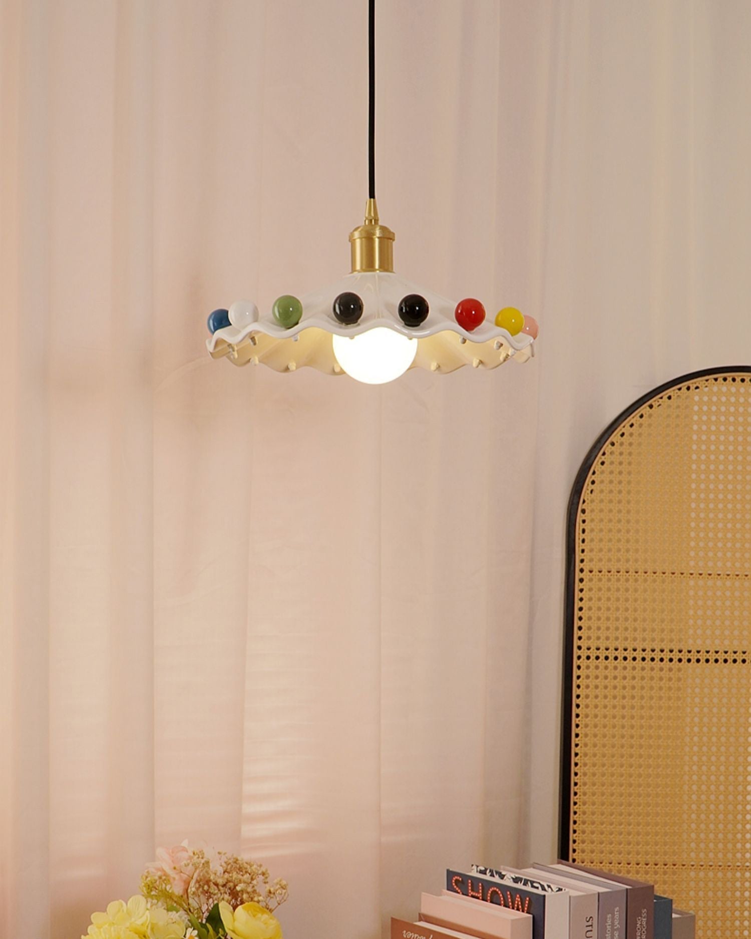 Pixen Wavy Ceramic Shade Pendant Lamp - Lamp Copper