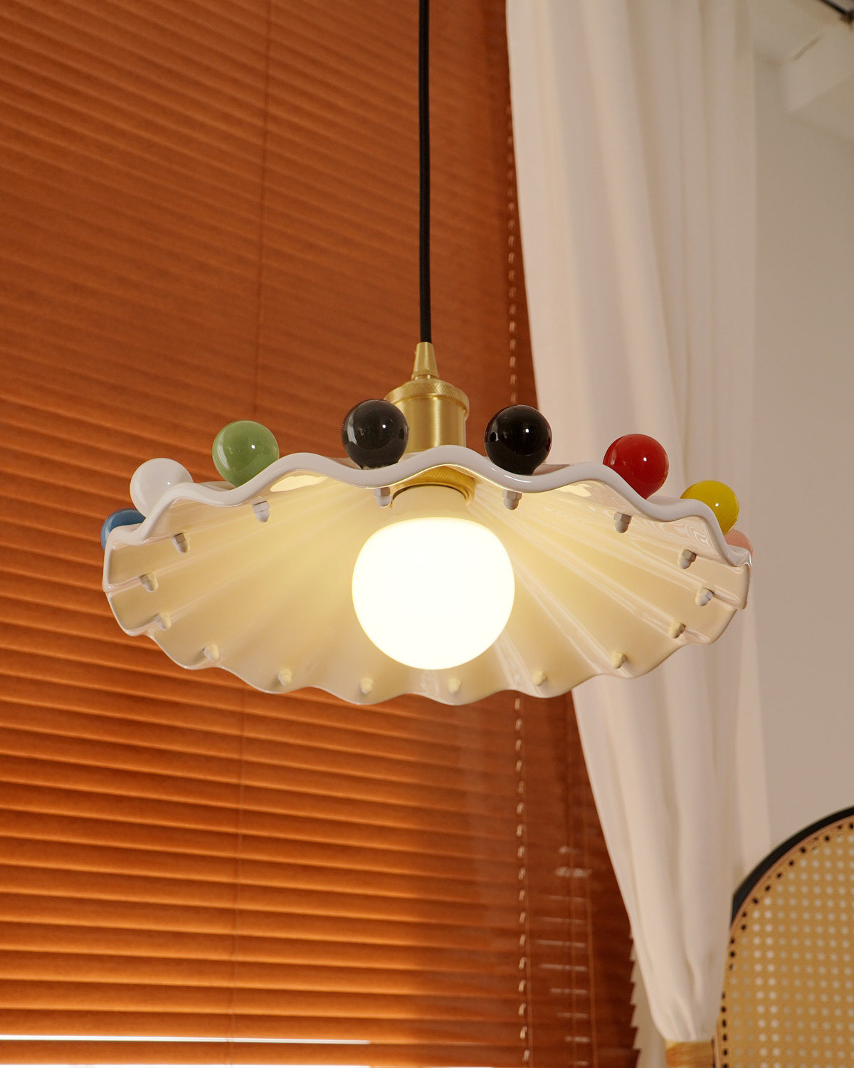 Pixen Wavy Ceramic Shade Pendant Lamp - Lamp Copper