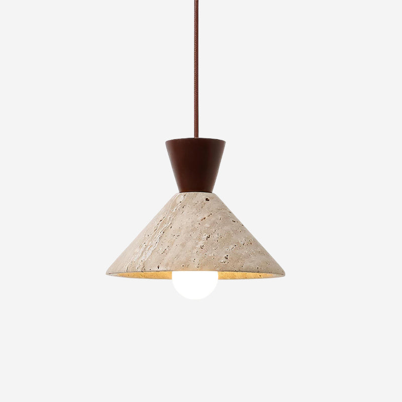 Ritta Travertine Pendant Lamp Hat Shape - Lamp Copper
