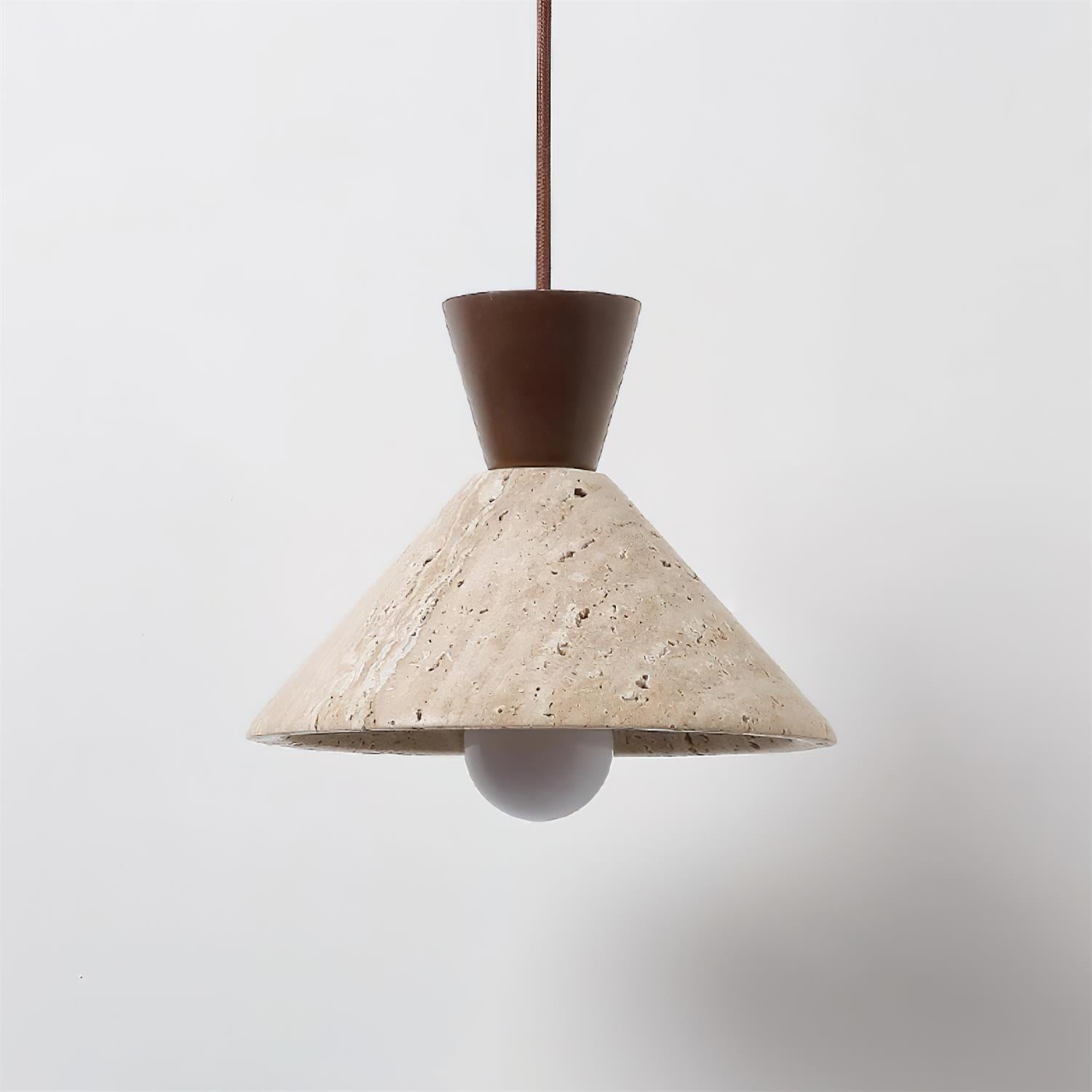 Ritta Travertine Pendant Lamp Hat Shape - Lamp Copper