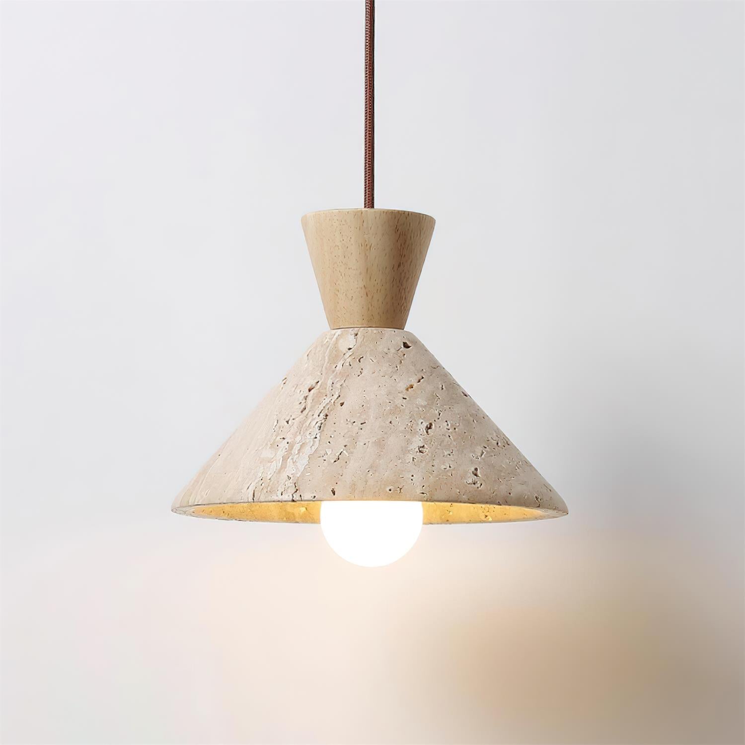 Ritta Travertine Pendant Lamp Hat Shape - Lamp Copper