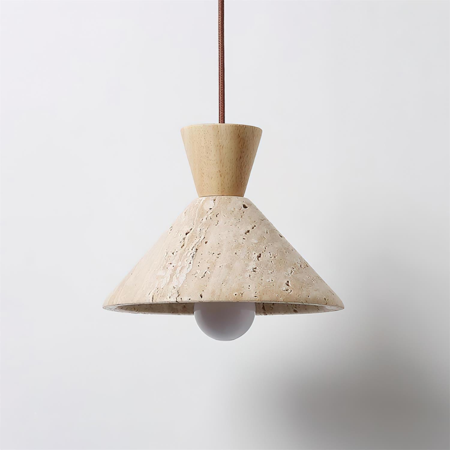 Ritta Travertine Pendant Lamp Hat Shape - Lamp Copper