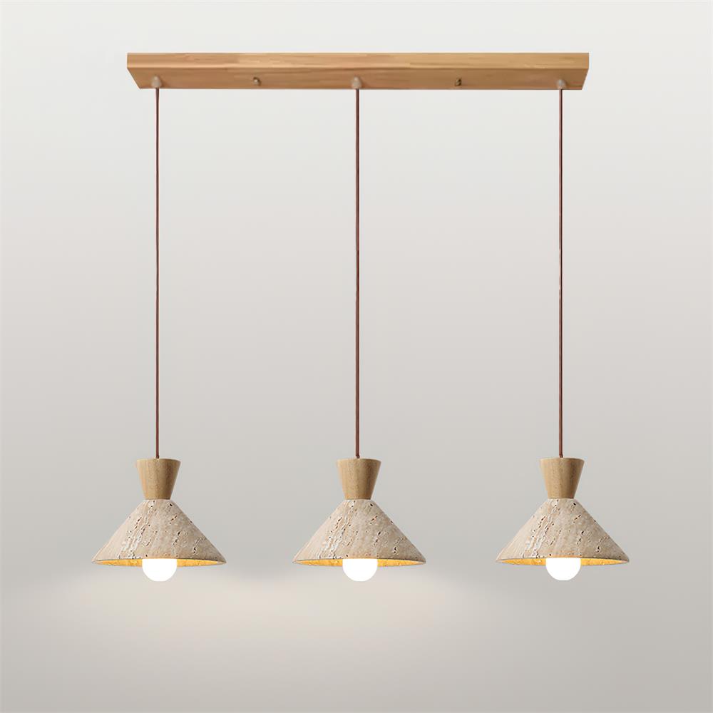 Ritta Travertine Pendant Lamp Hat Shape - Lamp Copper