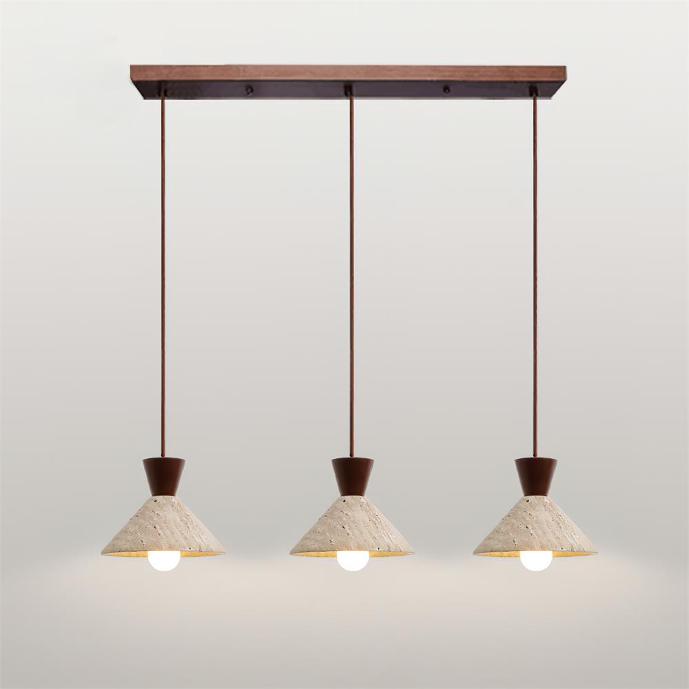 Ritta Travertine Pendant Lamp Hat Shape - Lamp Copper