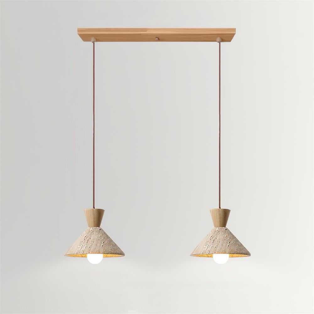 Ritta Travertine Pendant Lamp Hat Shape - Lamp Copper