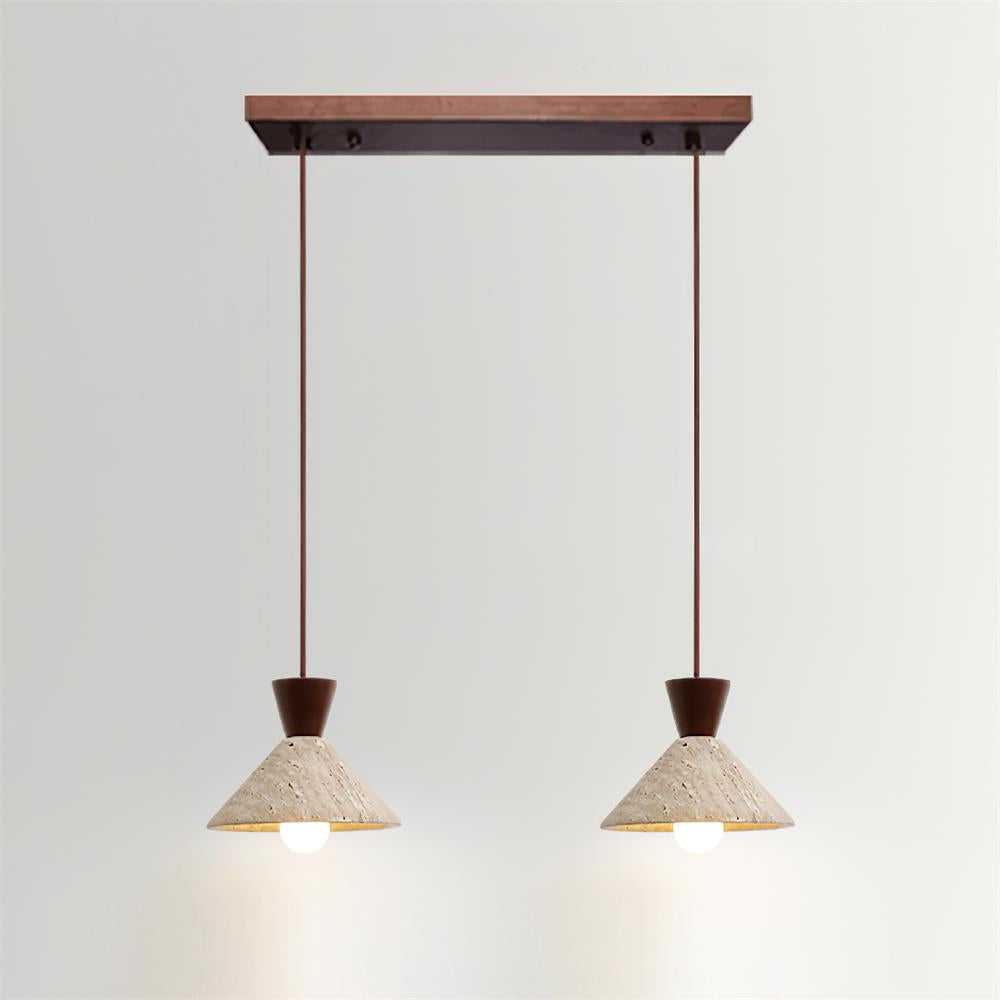 Ritta Travertine Pendant Lamp Hat Shape - Lamp Copper