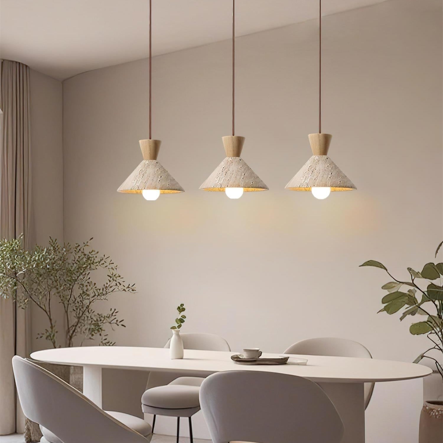 Ritta Travertine Pendant Lamp Hat Shape - Lamp Copper