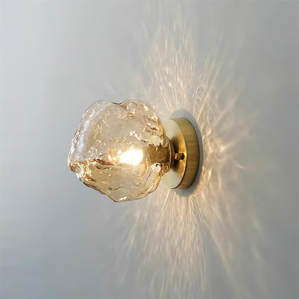 Gavli Textured Amber Glass Wall Lamp - Lamp Copper
