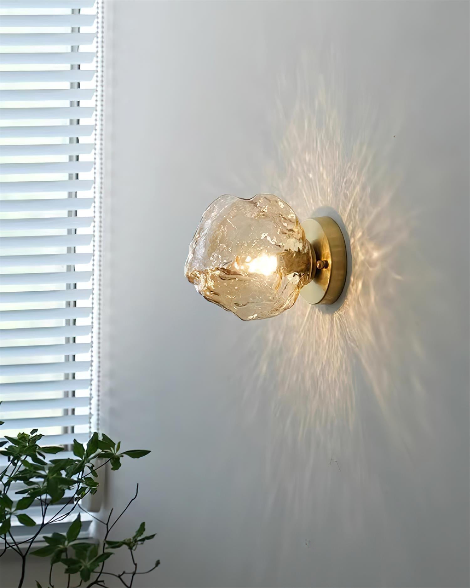 Gavli Textured Amber Glass Wall Lamp - Lamp Copper