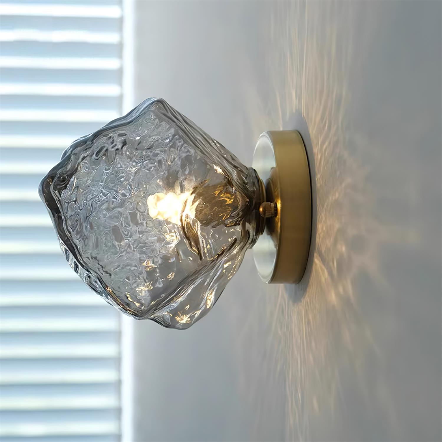 Gavli Textured Amber Glass Wall Lamp - Lamp Copper