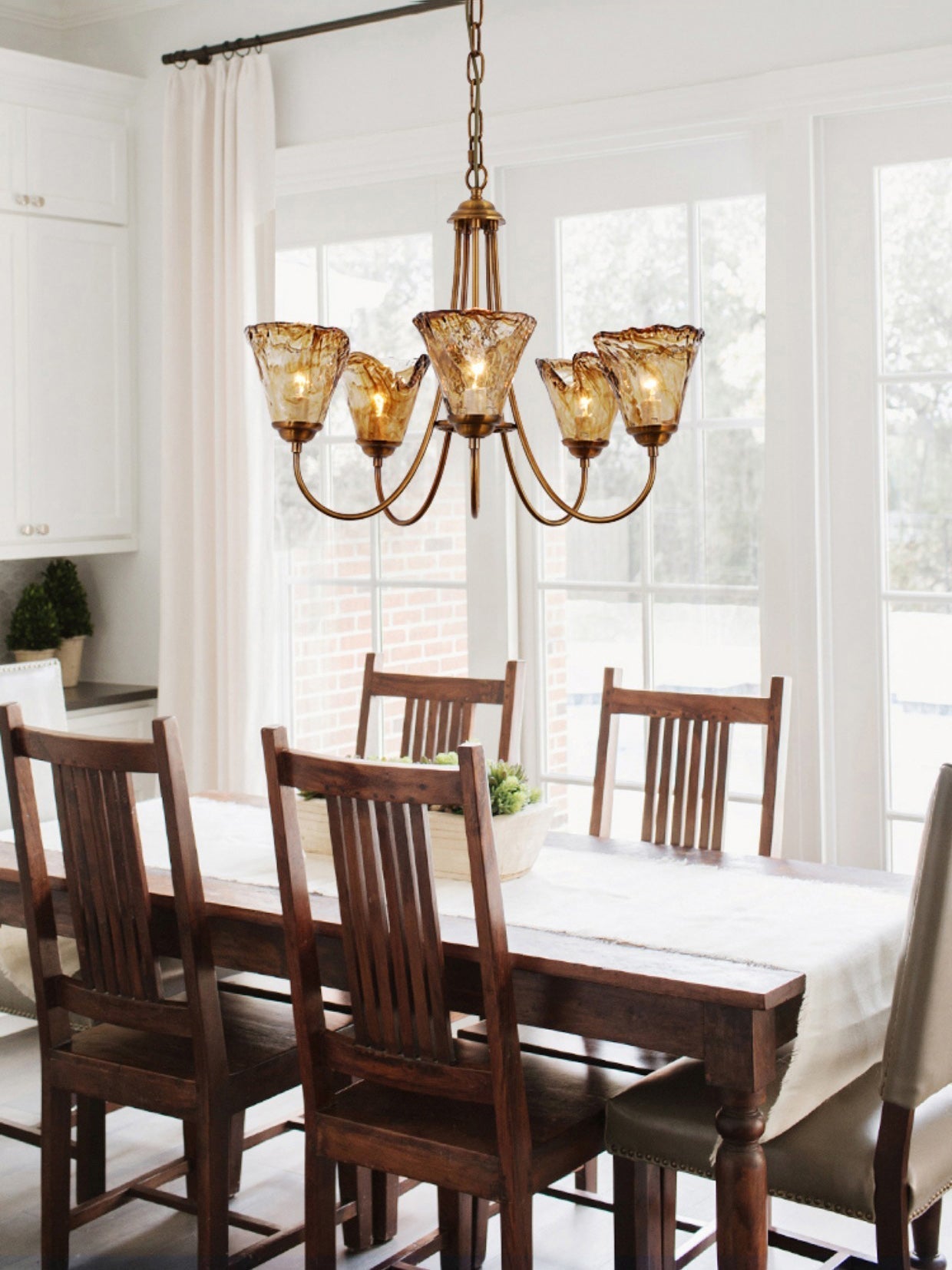 Ilsilis Vintage Industrial Amber Brass Metal Chandelier - Lamp Copper