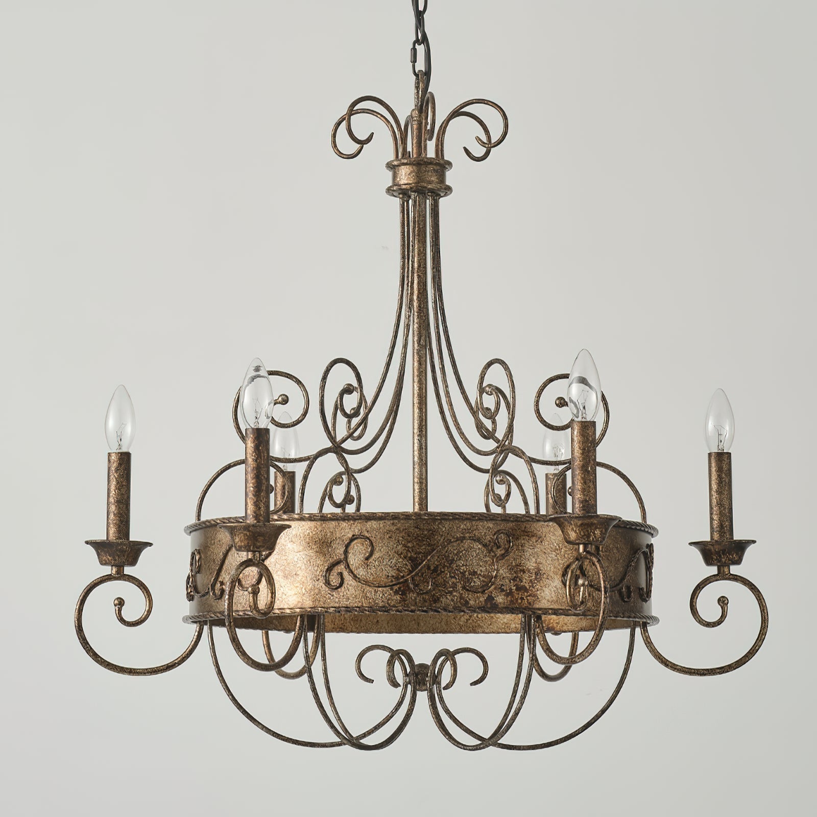 Itheira Vintage Industrial Rust Candlestick Metal Chandelier - Lamp Copper