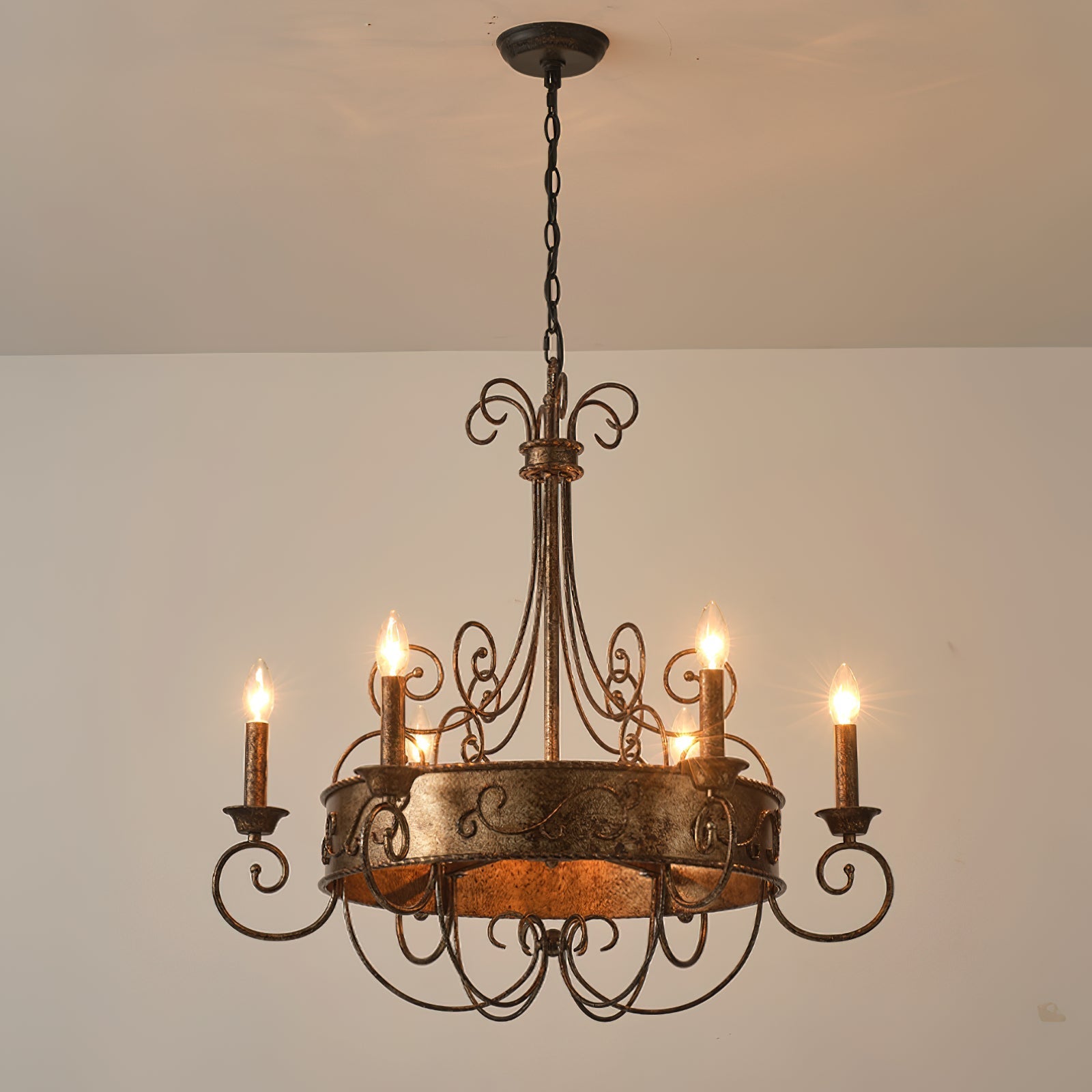 Itheira Vintage Industrial Rust Candlestick Metal Chandelier - Lamp Copper