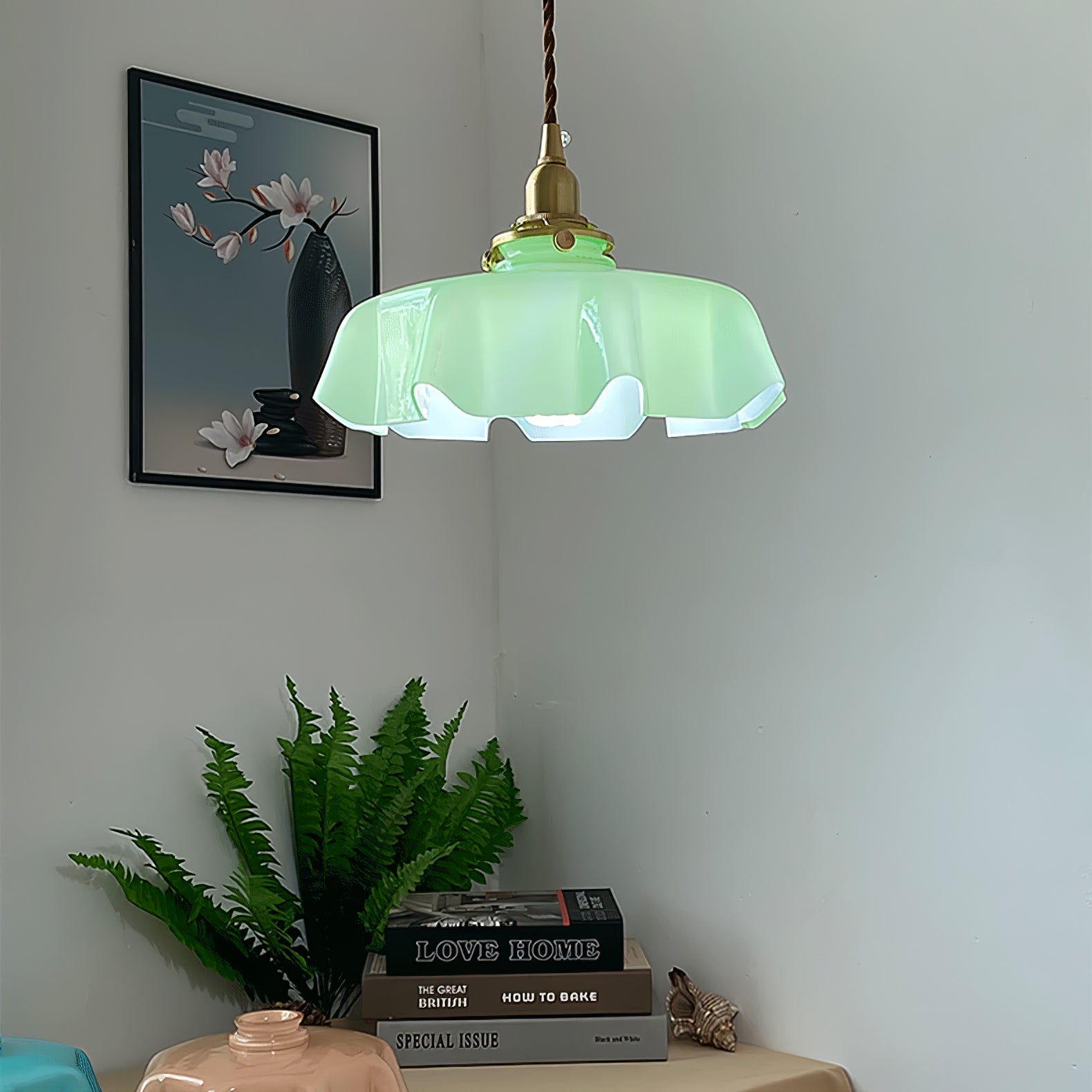 Civen Farmhouse Ruffled Pendant Light - Lamp Copper