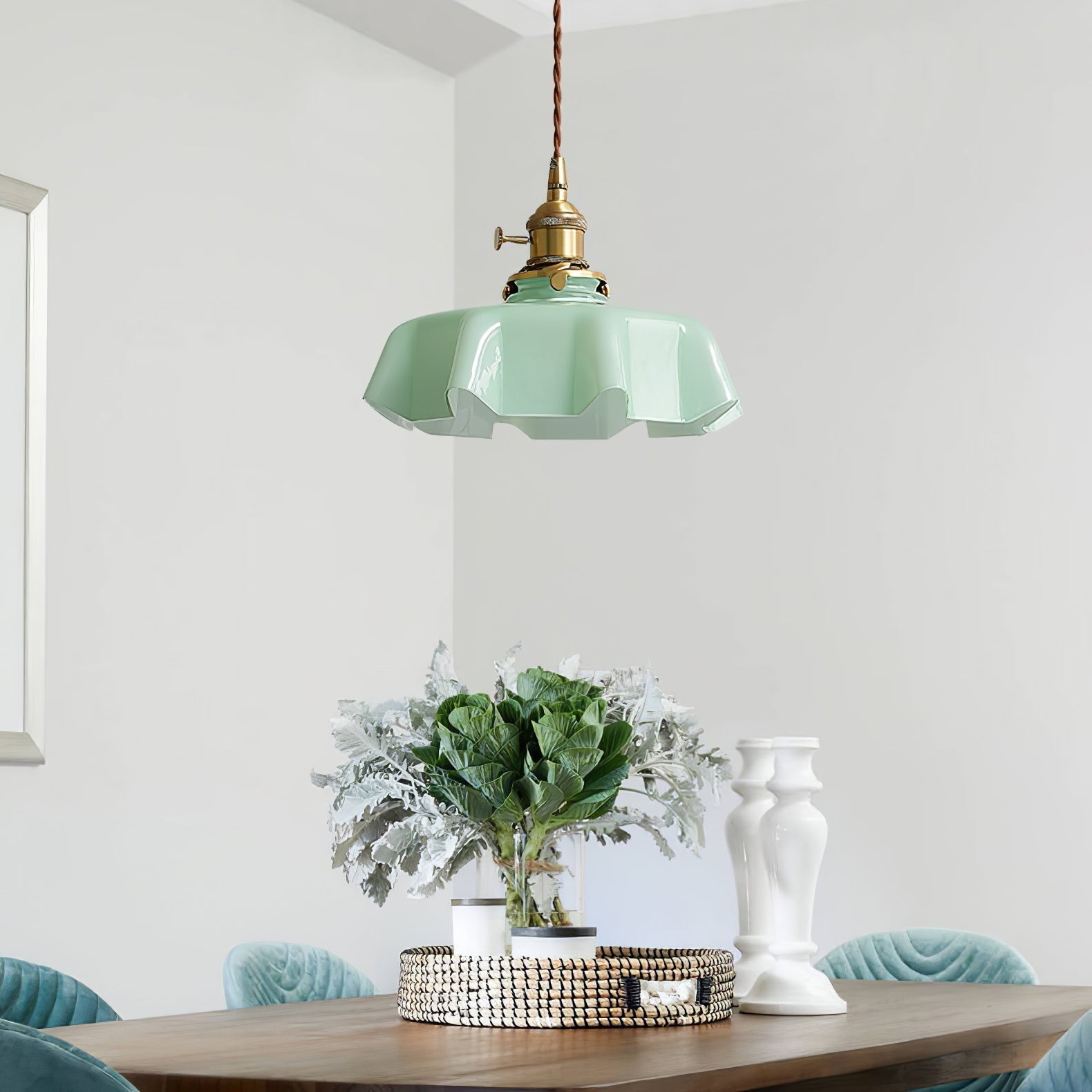Civen Farmhouse Ruffled Pendant Light - Lamp Copper
