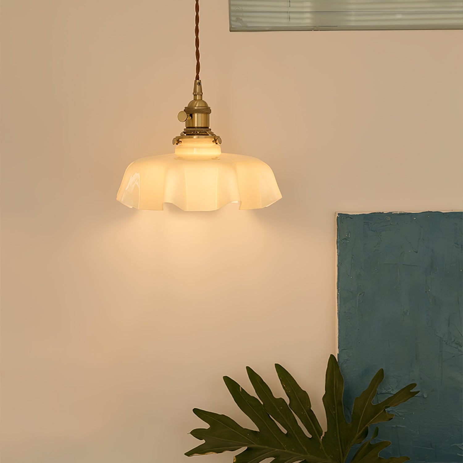 Civen Farmhouse Ruffled Pendant Light - Lamp Copper
