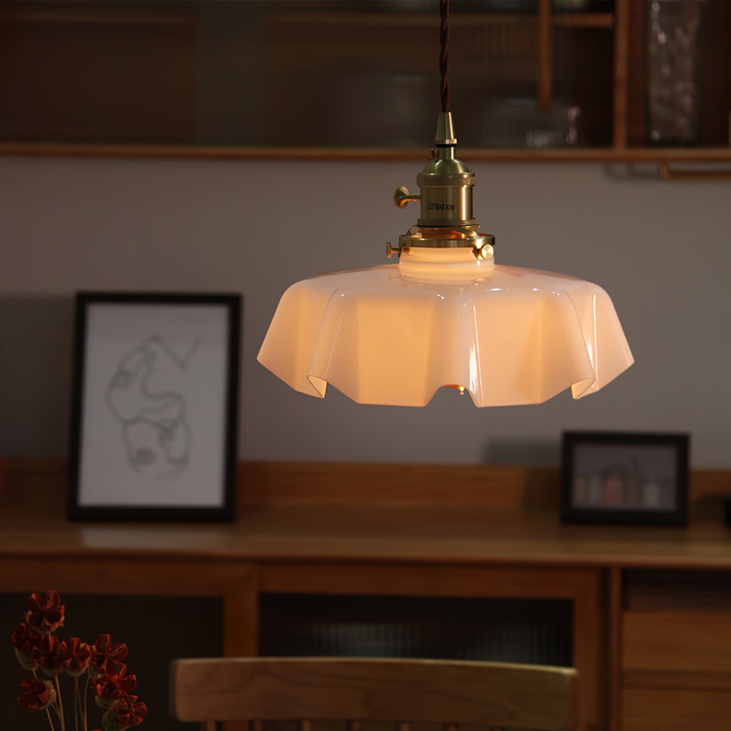 Civen Farmhouse Ruffled Pendant Light - Lamp Copper