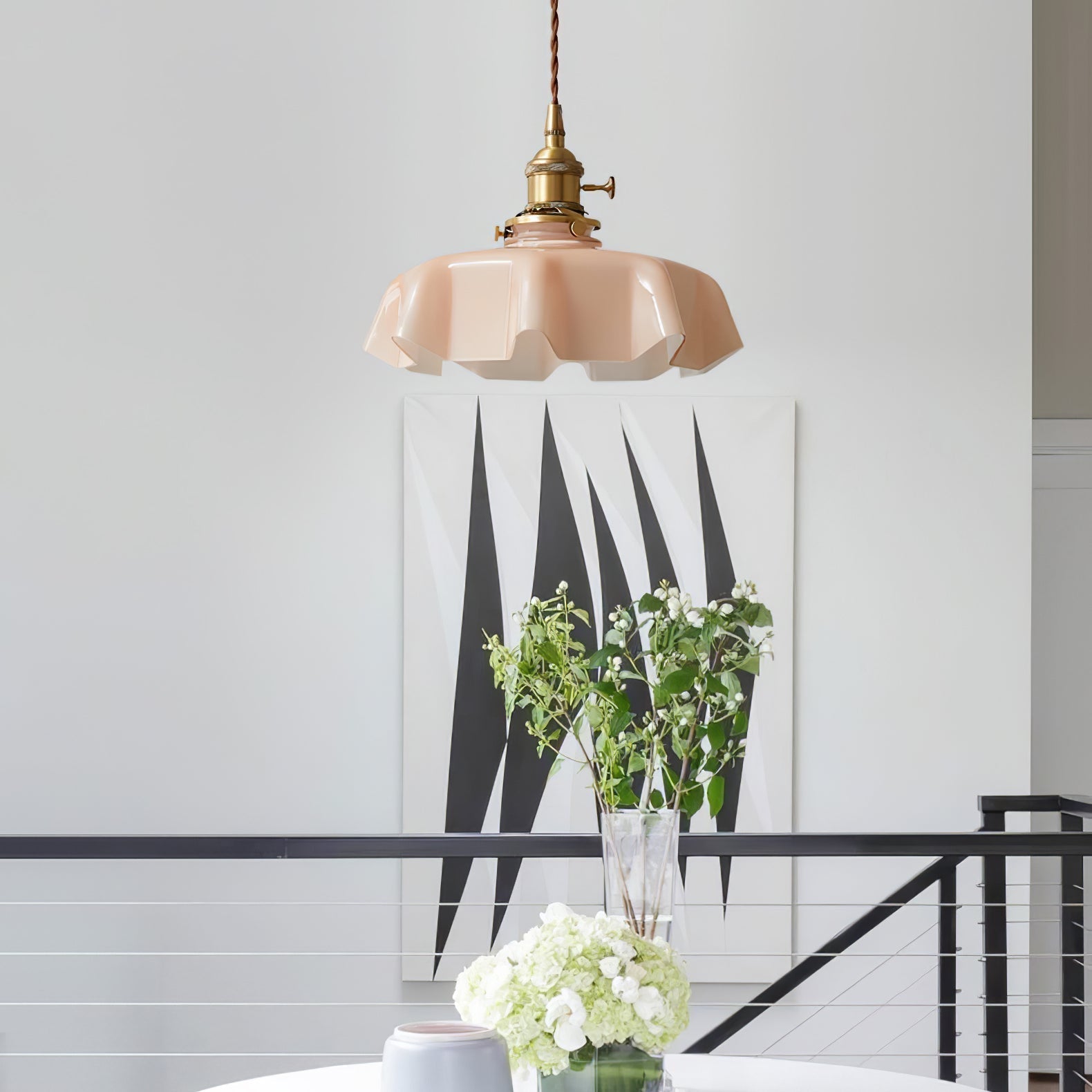Civen Farmhouse Ruffled Pendant Light - Lamp Copper