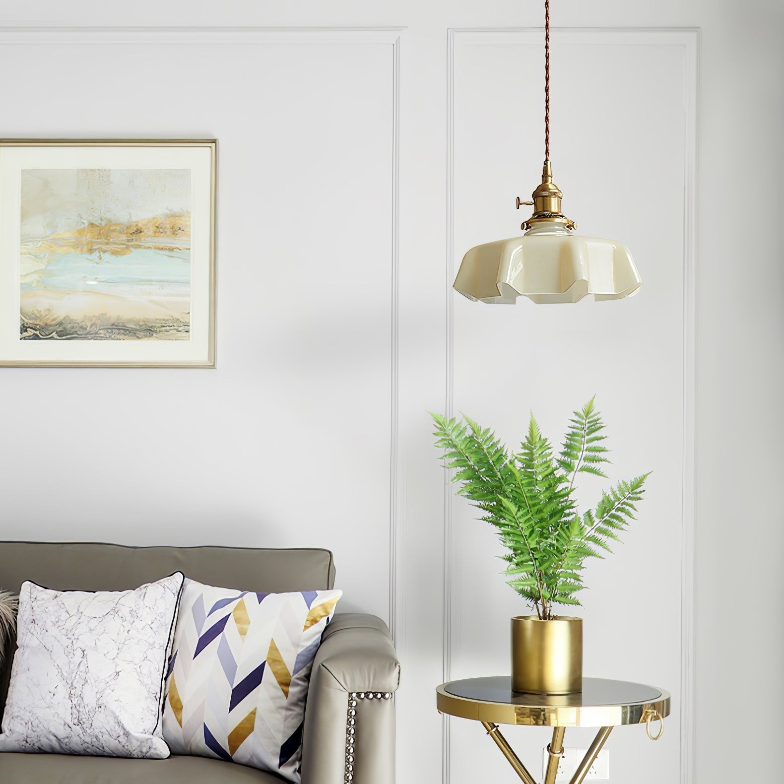 Civen Farmhouse Ruffled Pendant Light - Lamp Copper