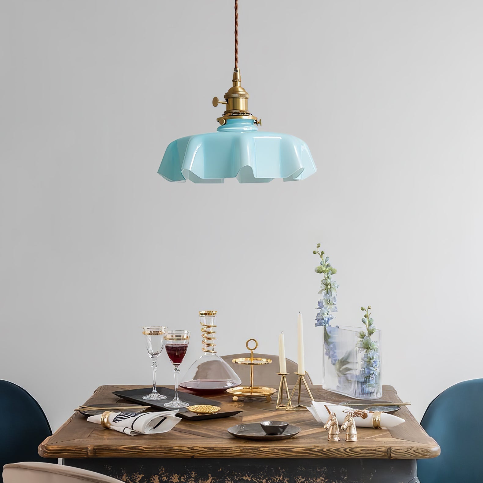 Civen Farmhouse Ruffled Pendant Light - Lamp Copper