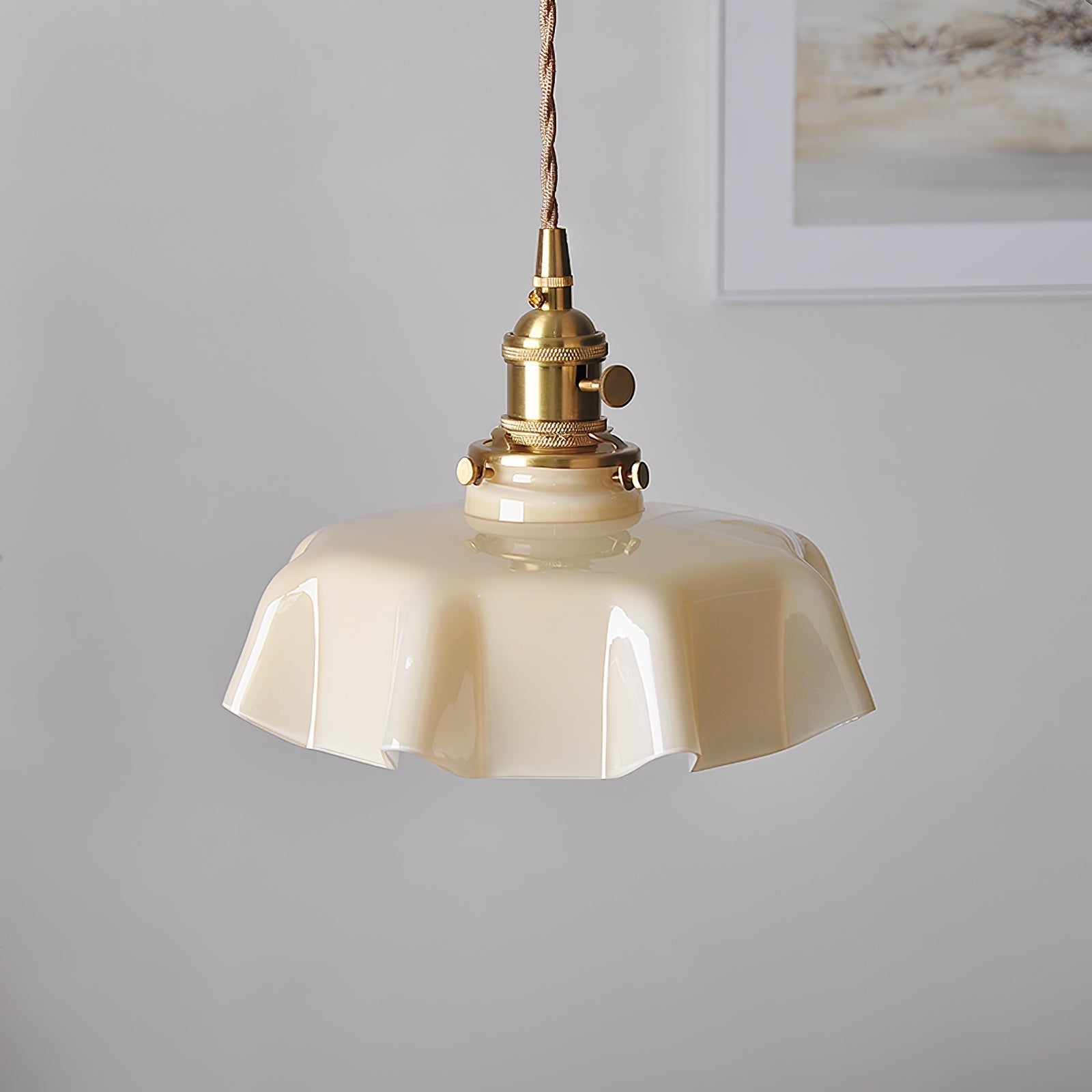 Civen Farmhouse Ruffled Pendant Light - Lamp Copper