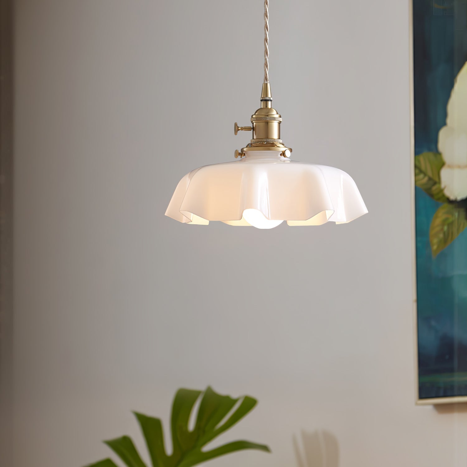 Civen Farmhouse Ruffled Pendant Light - Lamp Copper