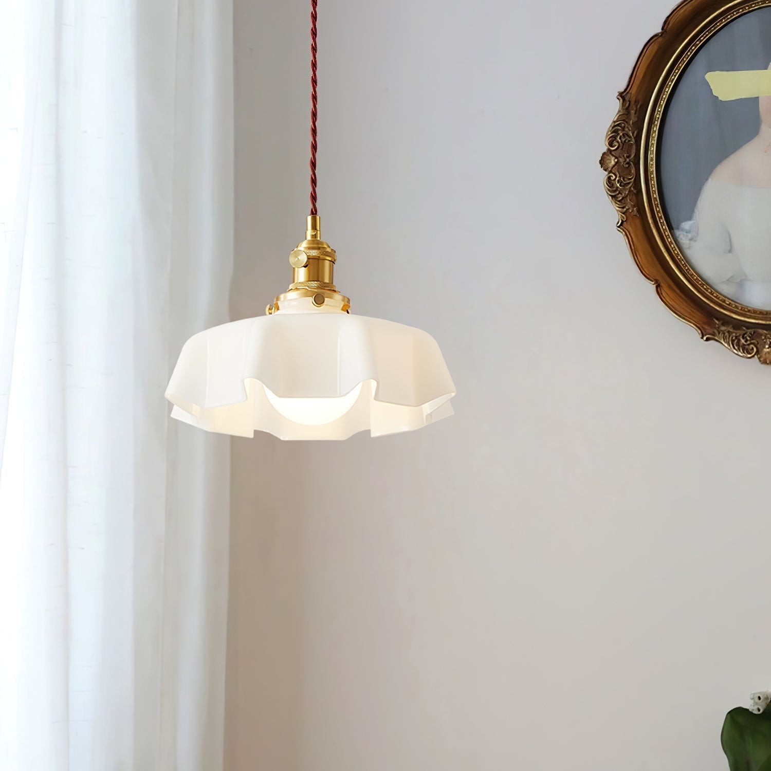 Civen Farmhouse Ruffled Pendant Light - Lamp Copper