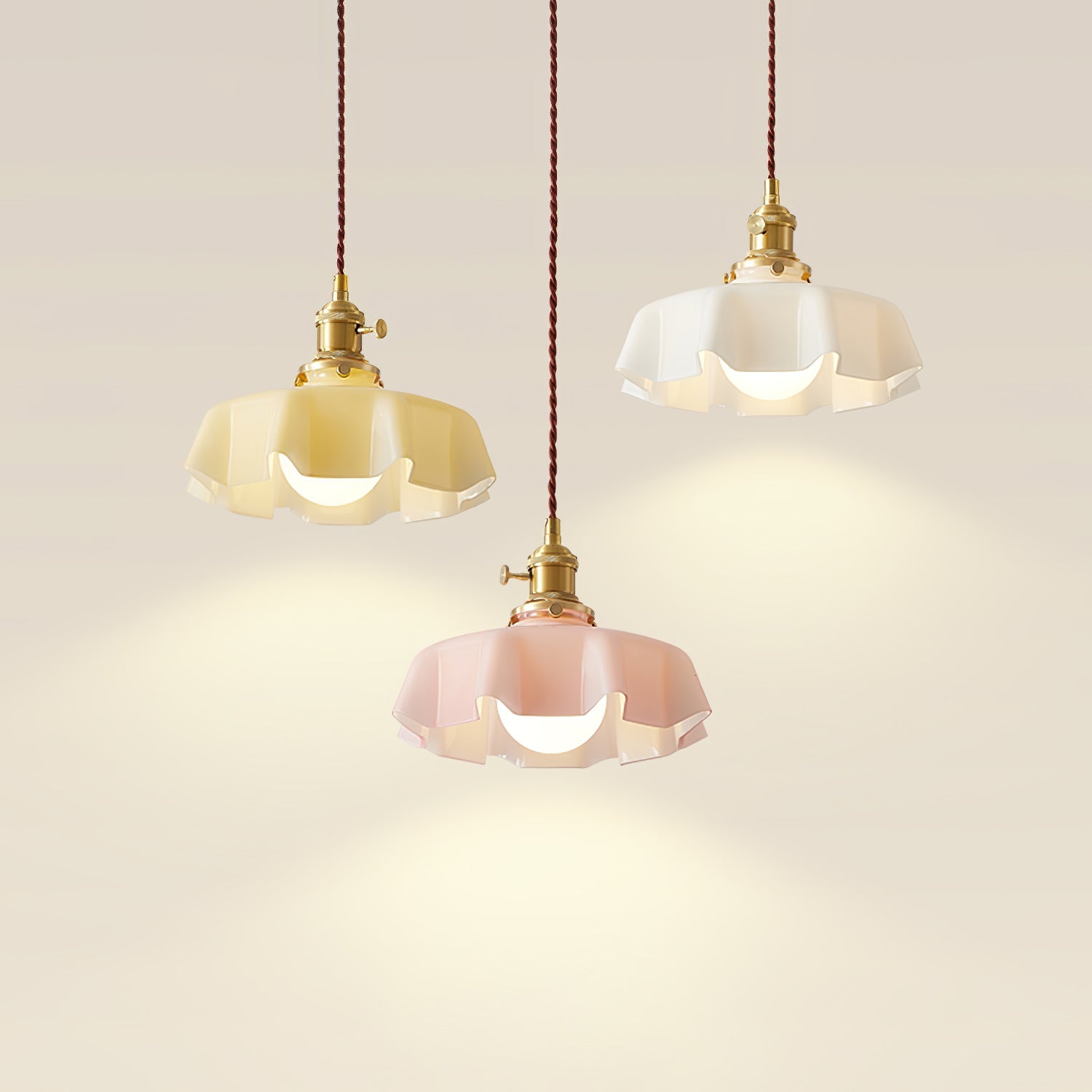 Civen Farmhouse Ruffled Pendant Light - Lamp Copper