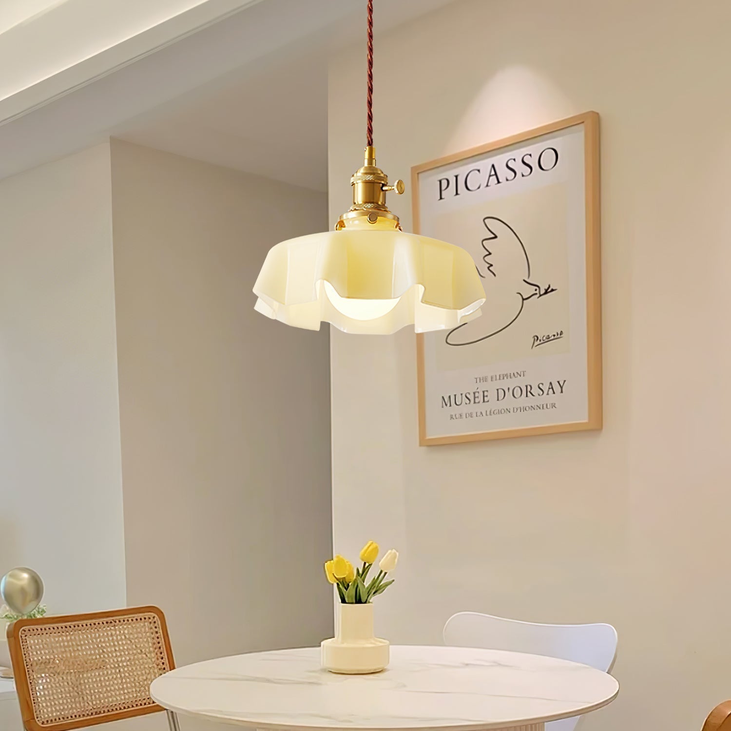 Civen Farmhouse Ruffled Pendant Light - Lamp Copper